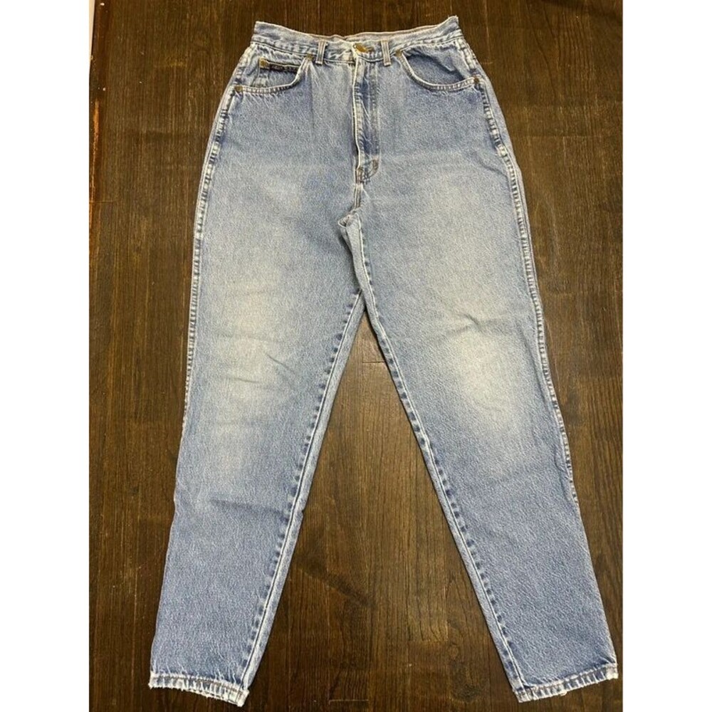 Vintage Chic Women’s Acid Wash Blue Denim Jeans 90s High Rise Tapered S 29x31